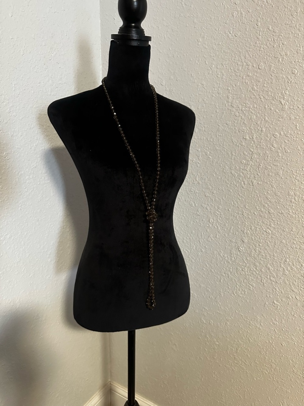 Long Dark Brown Beaded Lariat Necklace - Elegant Women's Jewelry